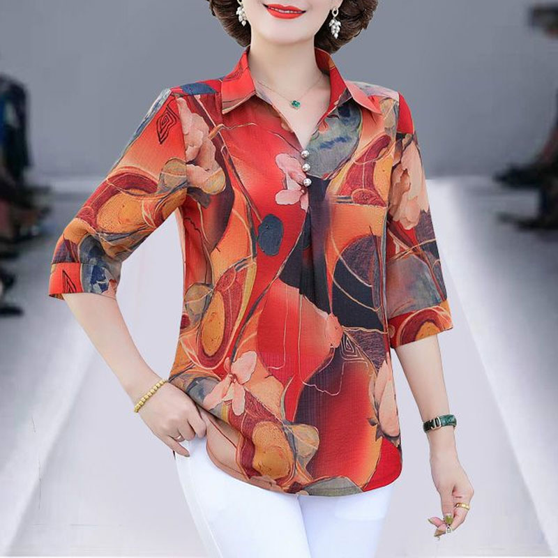 Summer Clothing For 60 Year Old Woman - Kemeja motif bunga Vintage musim panas