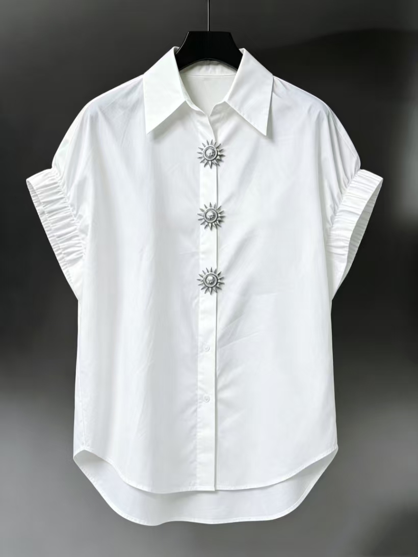 Summer Clothing In French - Atasan Wanita Katun Kasual Lengan Pendek