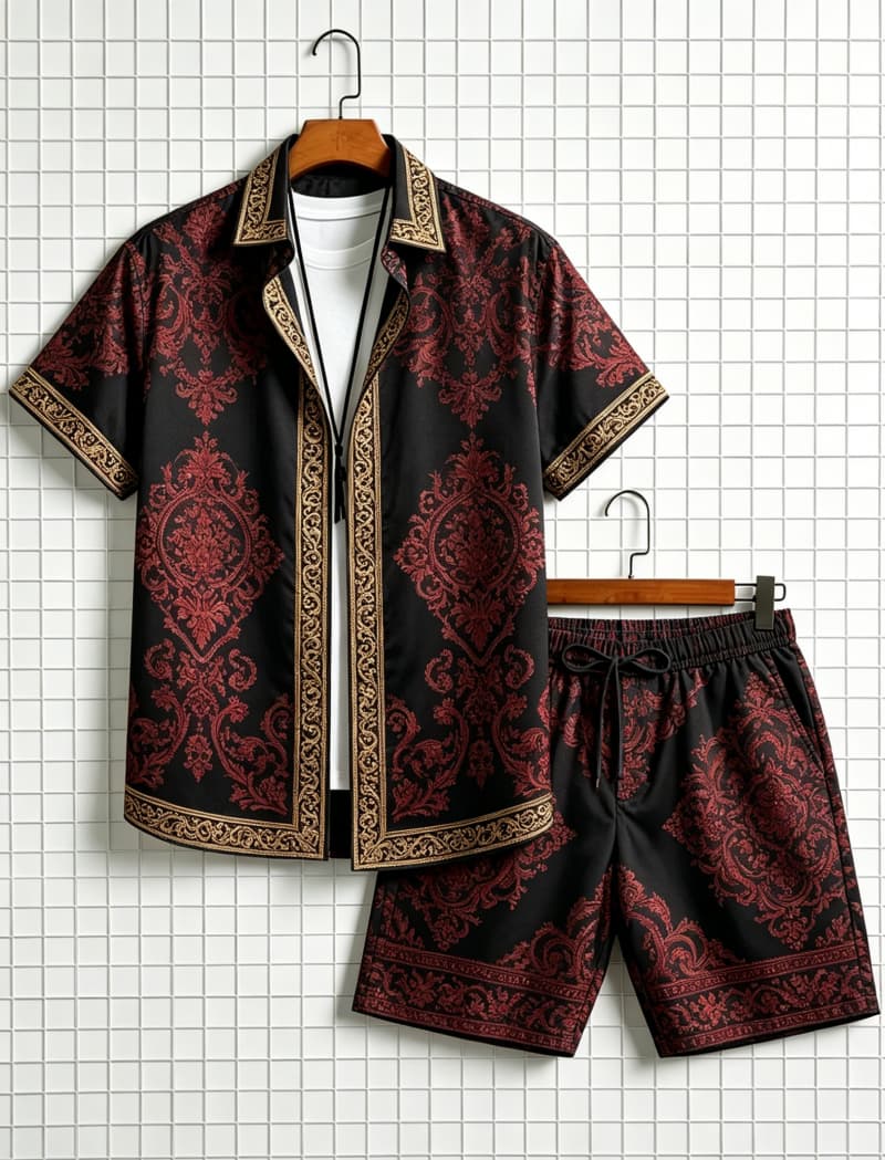 Setelan kemeja lengan pendek d - Summer Clothing For 60 Year Old Woman ulasan dan harga