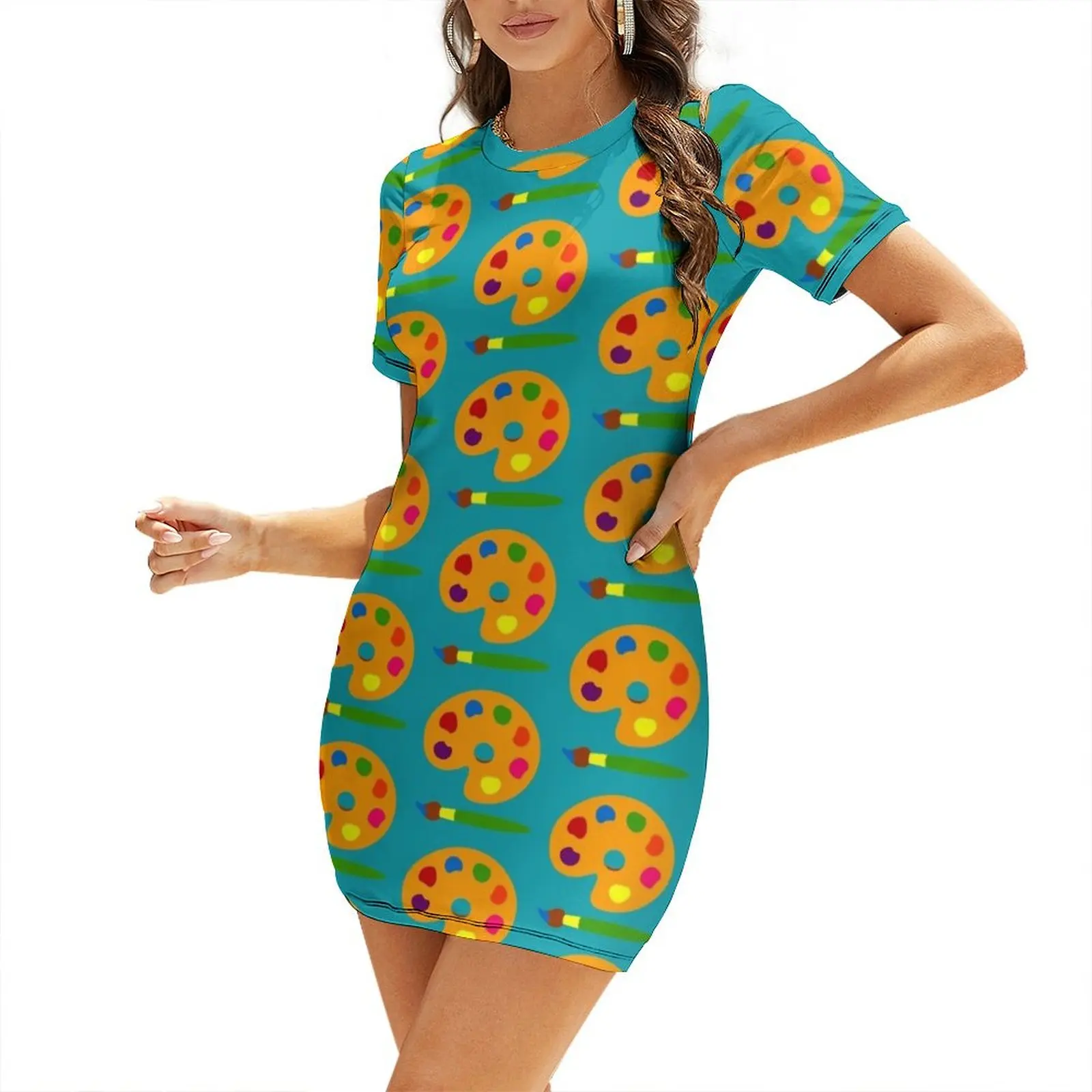 Summer Clothing Palette - Gaun Lengan Pendek Palet Warna-Warni Pakaian