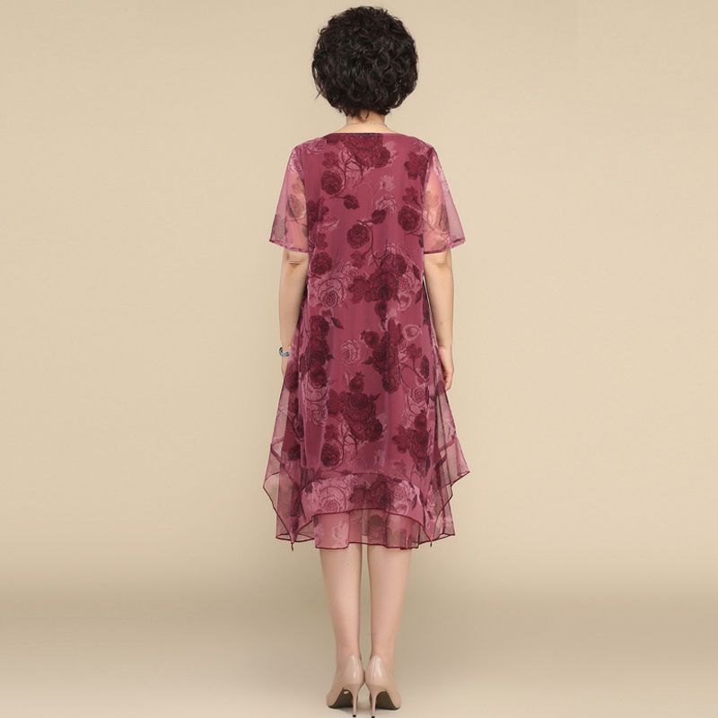 Gaun lengan pendek leher-o, ba - Summer Clothing For 60 Year Old Woman ulasan dan harga