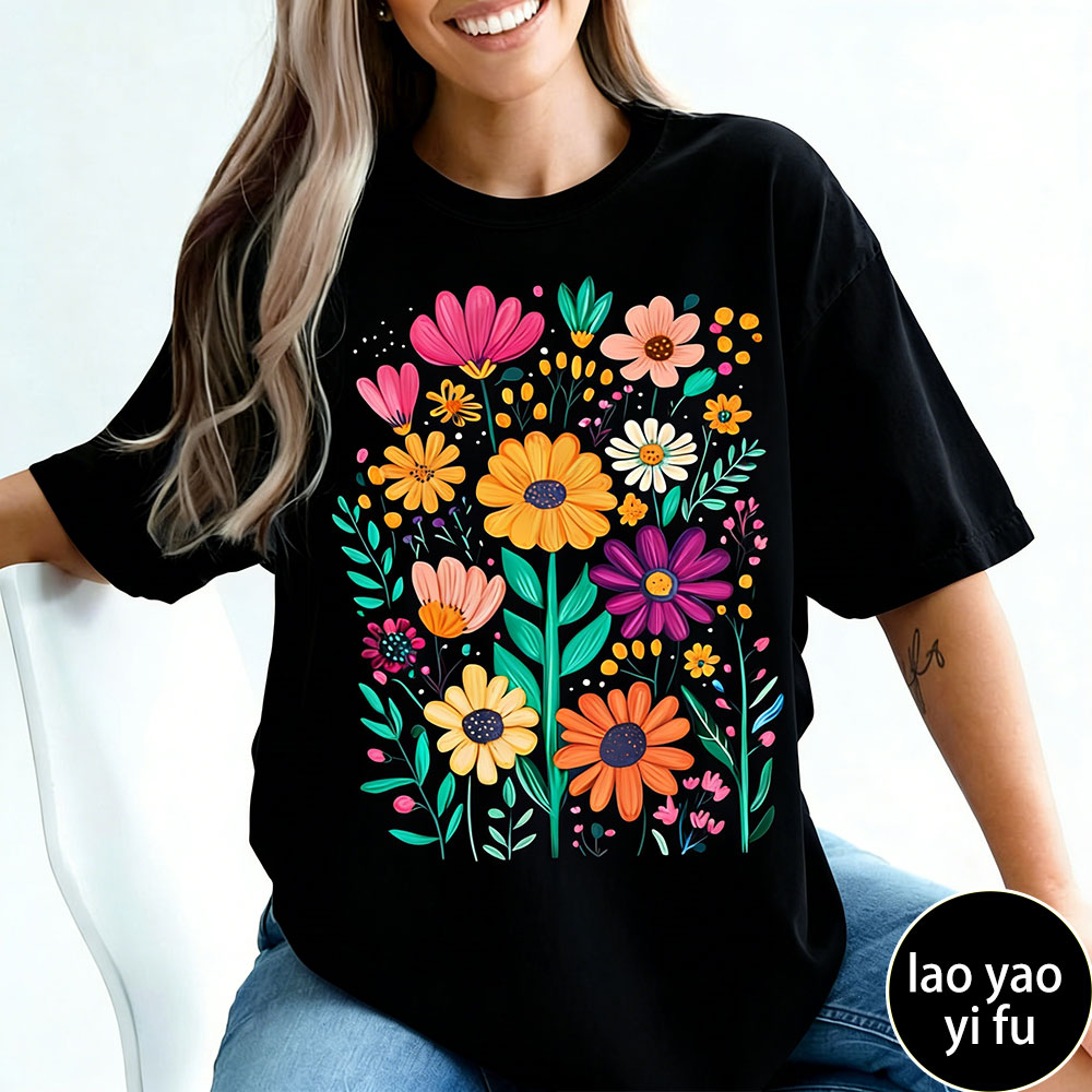 Kaus Wanita Motif Bunga Musim  - Summer Clothing Vibes ulasan dan harga