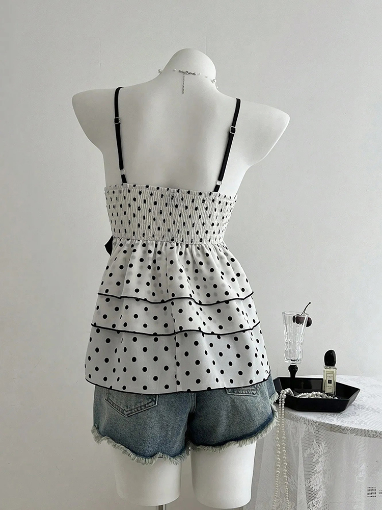Kamisol Polkadot Berpita Warna - Summer Clothing For 60 Year Old Woman ulasan dan harga
