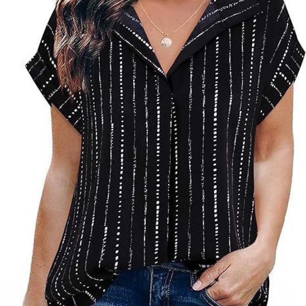 Kemeja Wanita Kasual Bergaris  - Summer Clothing Essentials Women ulasan dan harga