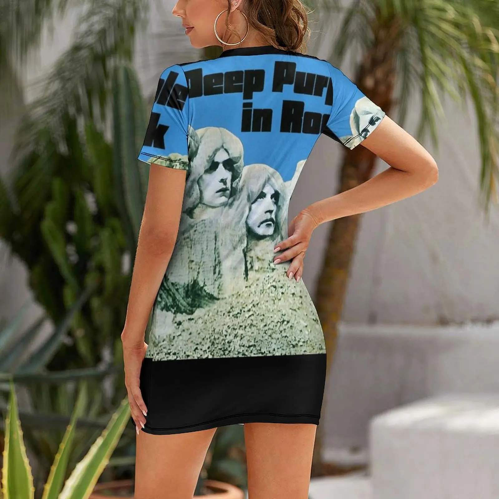 Gaun lengan pendek ungu motif  - Summer Clothing Essentials Women ulasan dan harga