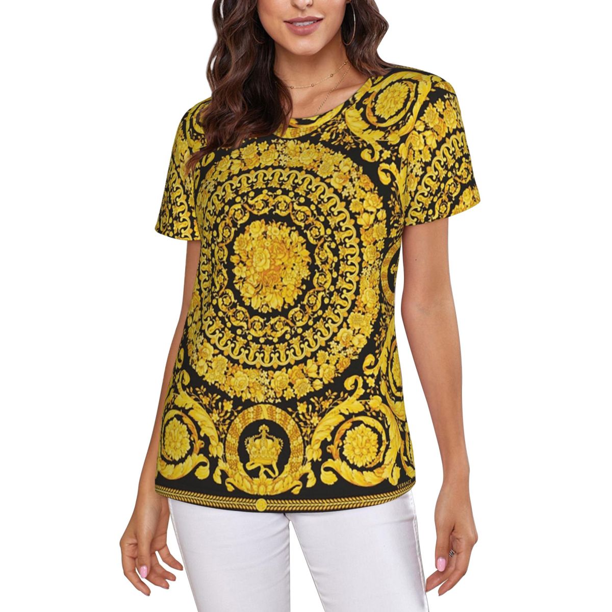 Kaus Barok Medali Emas Dekorat - Summer Clothing For 60 Year Old Woman ulasan dan harga