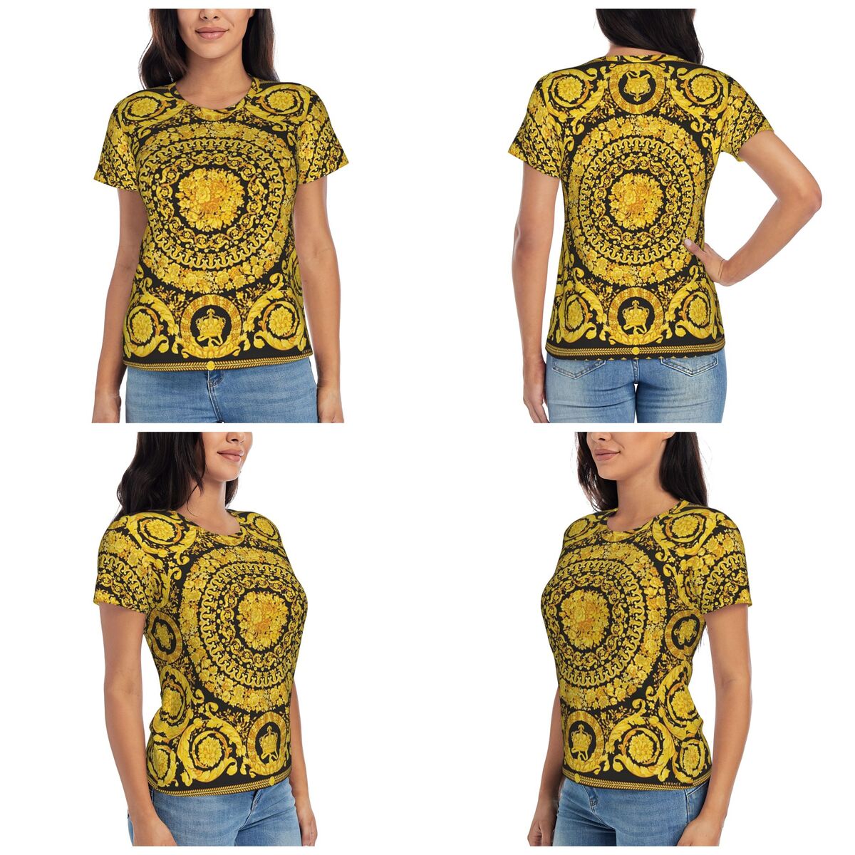 Kaus Barok Medali Emas Dekorat - Summer Clothing For 60 Year Old Woman ulasan dan harga