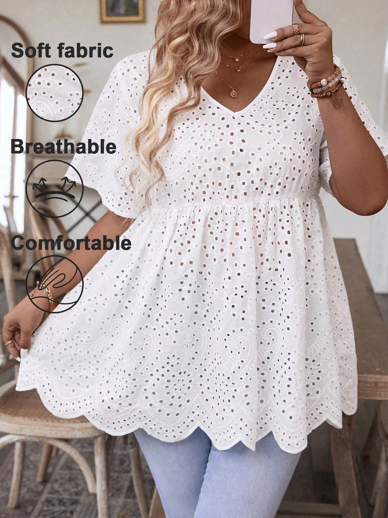 Atasan Peplum Kerah V Bordir E - Summer Clothing Wear ulasan dan harga