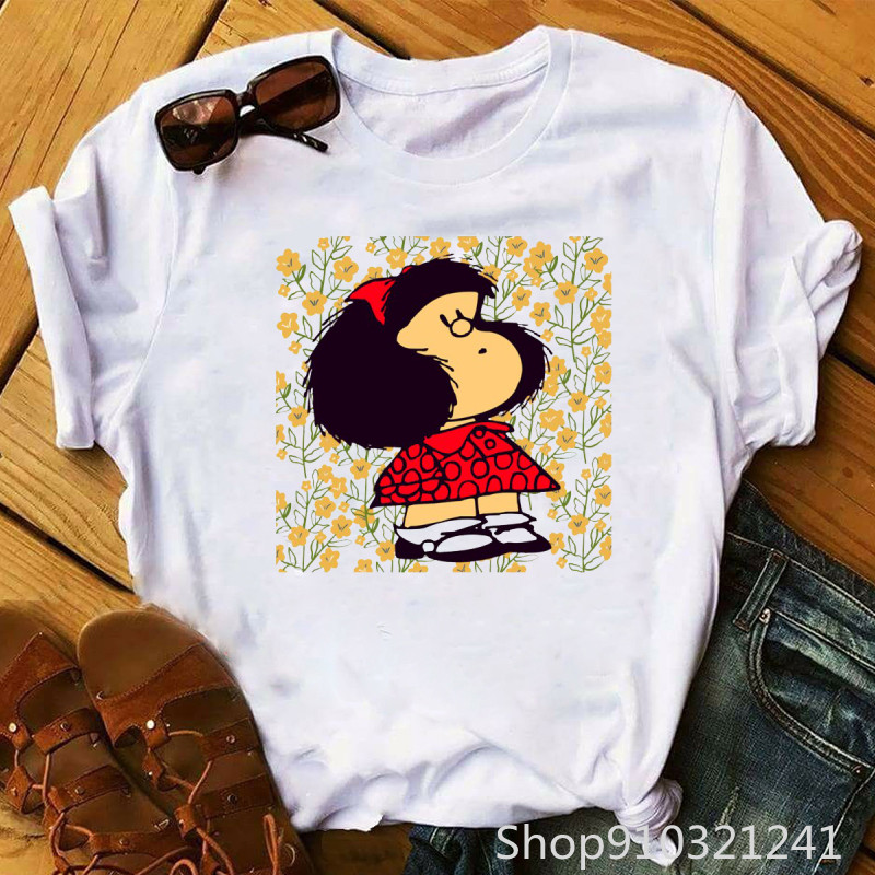Rock Roll Mafalda tshirt lucu  - Summer Clothing Teens ulasan dan harga
