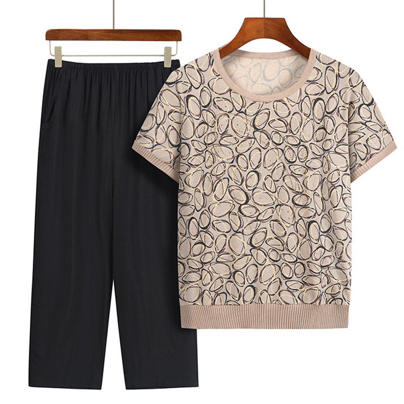 Setelan dua potong untuk nenek - Summer Clothing For 60 Year Old Woman ulasan dan harga