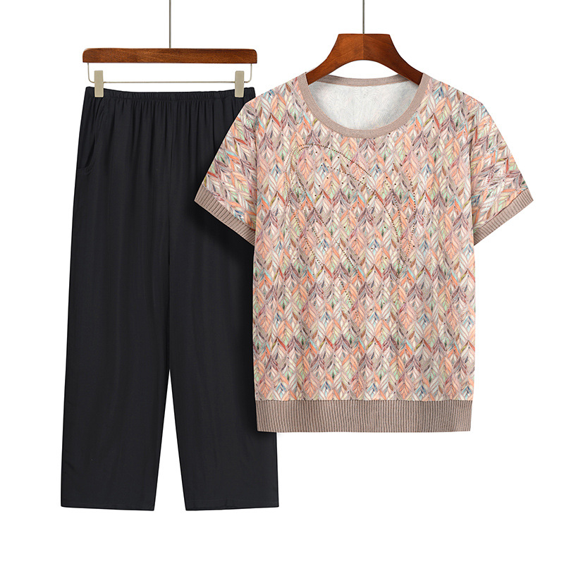Setelan dua potong untuk nenek - Summer Clothing For 60 Year Old Woman ulasan dan harga