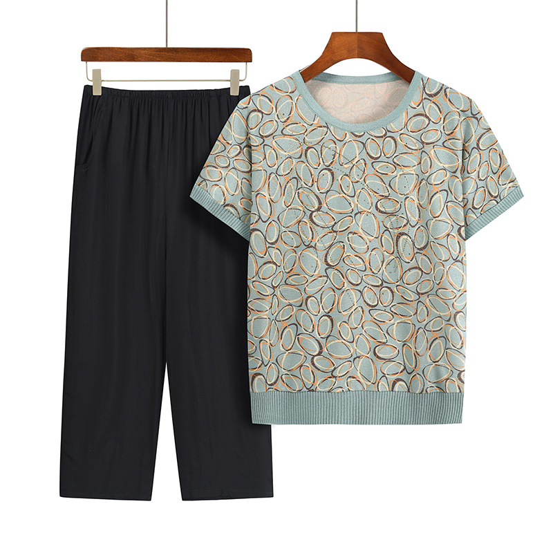 Setelan dua potong untuk nenek - Summer Clothing For 60 Year Old Woman ulasan dan harga