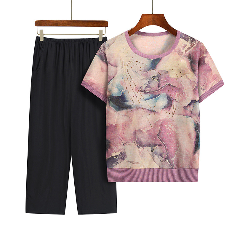 Setelan dua potong untuk nenek - Summer Clothing For 60 Year Old Woman ulasan dan harga