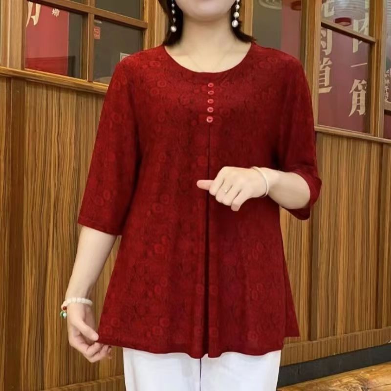 Kaus motif Vintage kasual long - Summer Clothing For 60 Year Old Woman ulasan dan harga