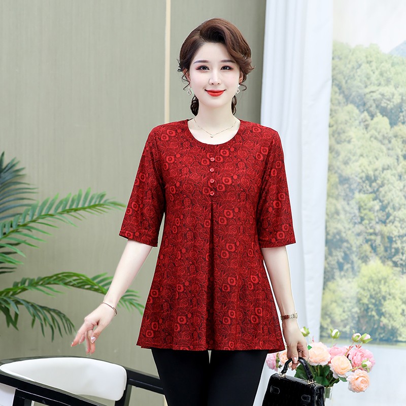 Kaus motif Vintage kasual long - Summer Clothing For 60 Year Old Woman ulasan dan harga