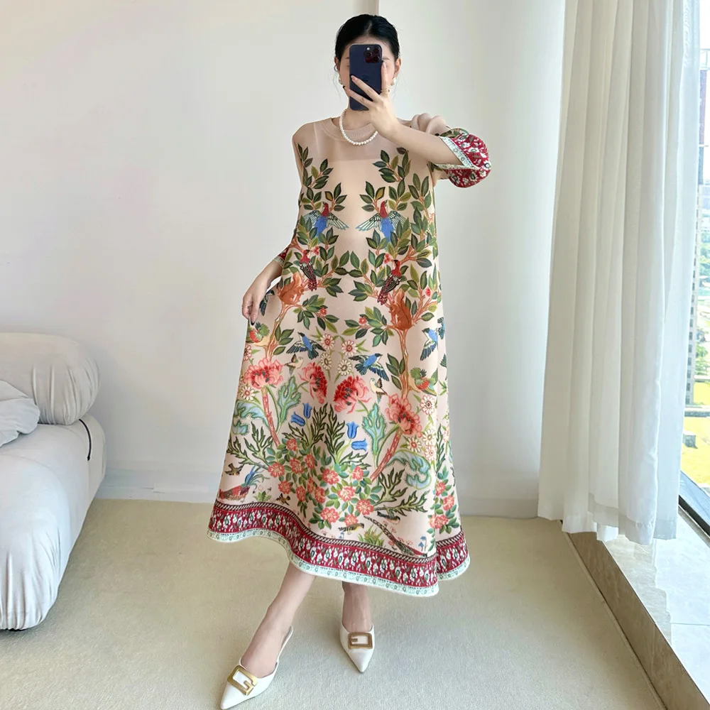 Gaun Motif Antik Miyake Gaun K - Summer Clothing Essentials Women ulasan dan harga