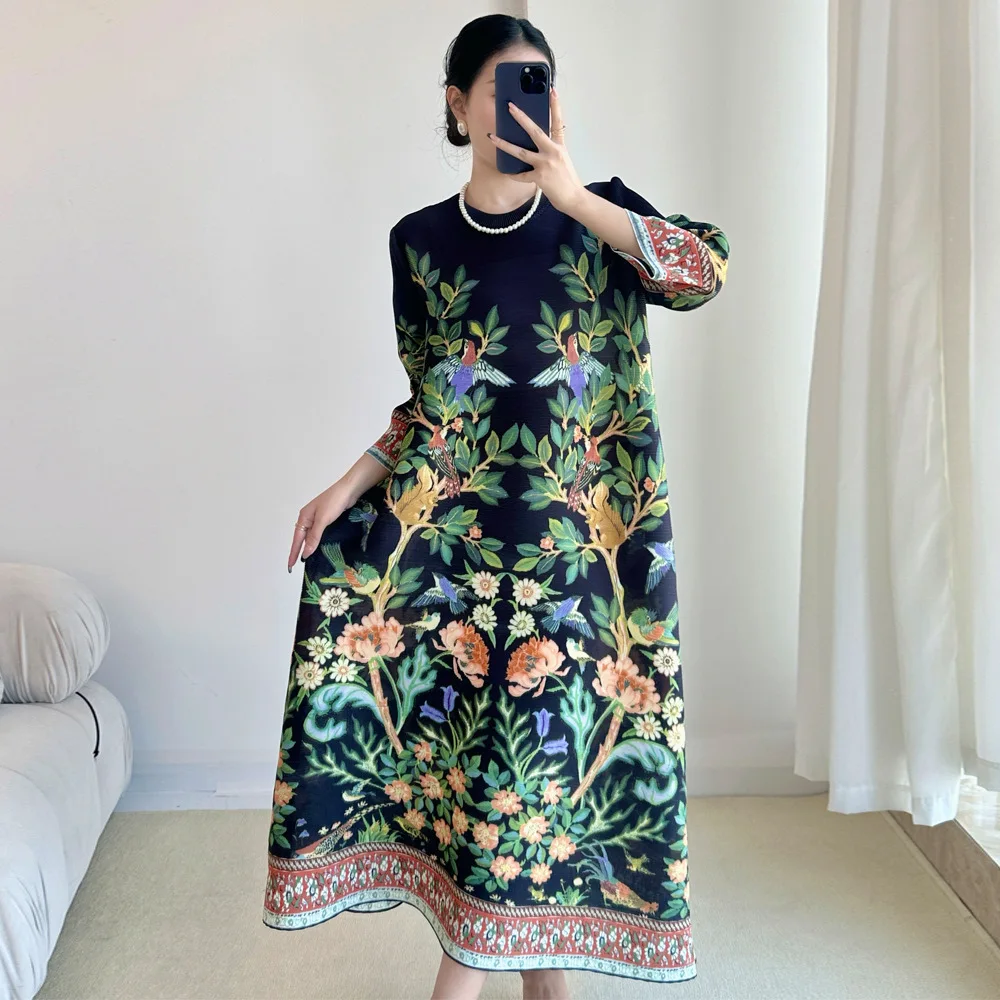 Gaun Motif Antik Miyake Gaun K - Summer Clothing Essentials Women ulasan dan harga