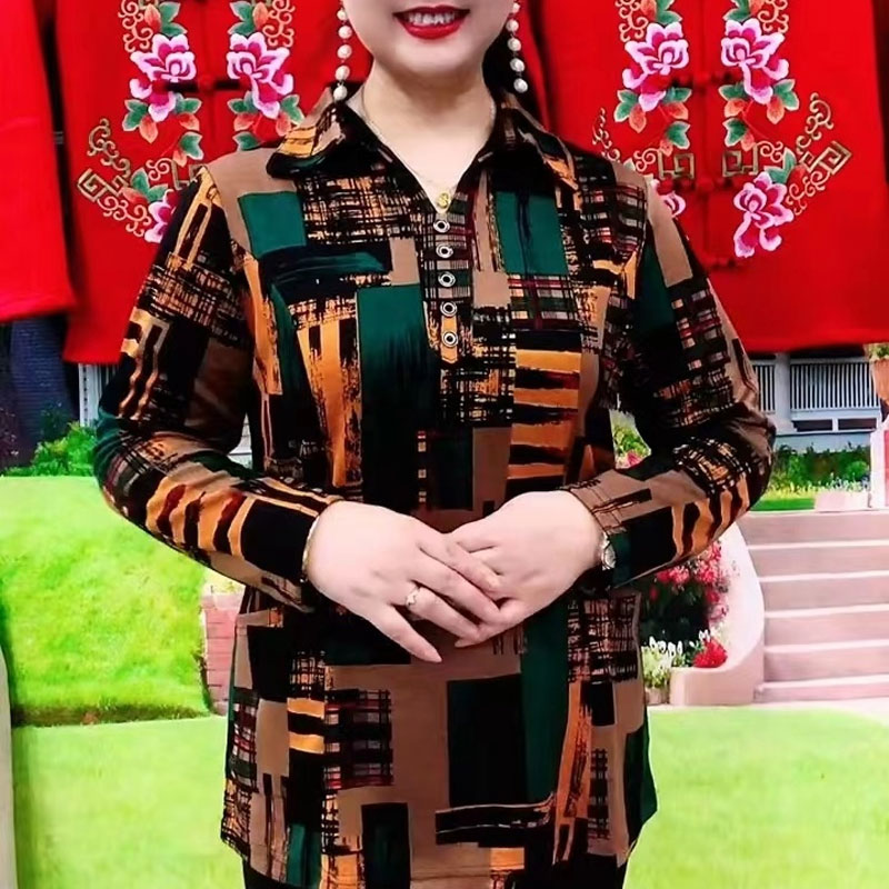 Kemeja geometris berpergian mo - Summer Clothing For 60 Year Old Woman ulasan dan harga