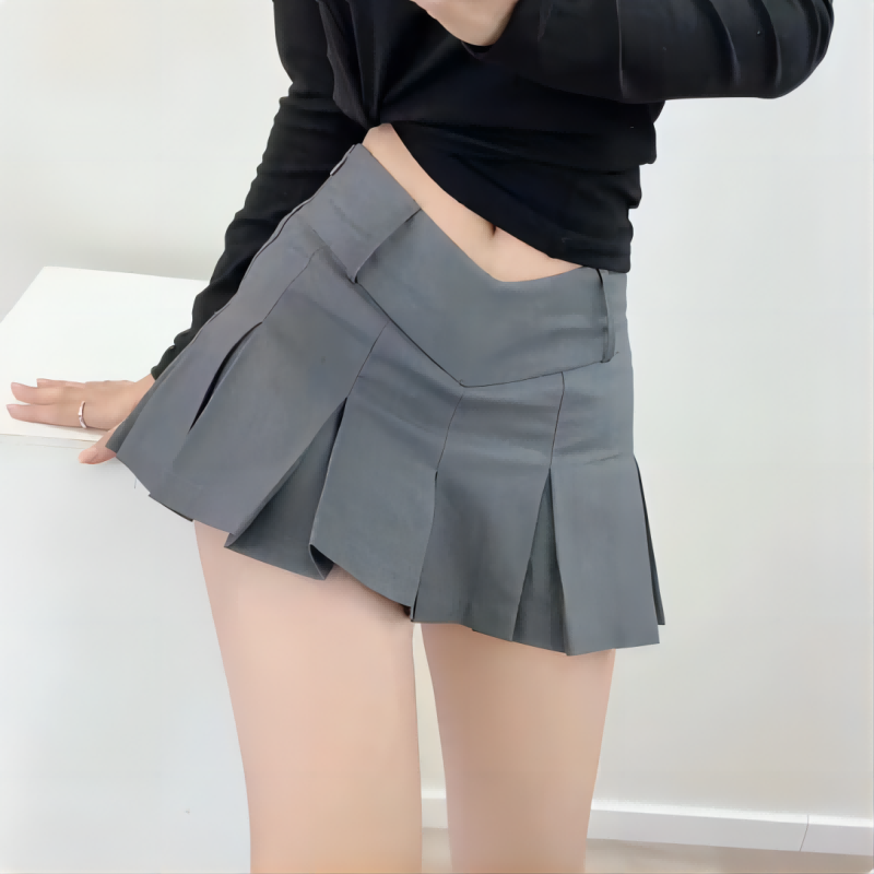 Rok Pendek Lipit Warna Solid M - Summer Clothing For 60 Year Old Woman ulasan dan harga