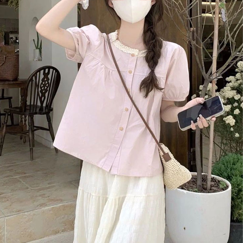 Kemeja Sambungan Renda Modis P - Summer Clothing In French ulasan dan harga